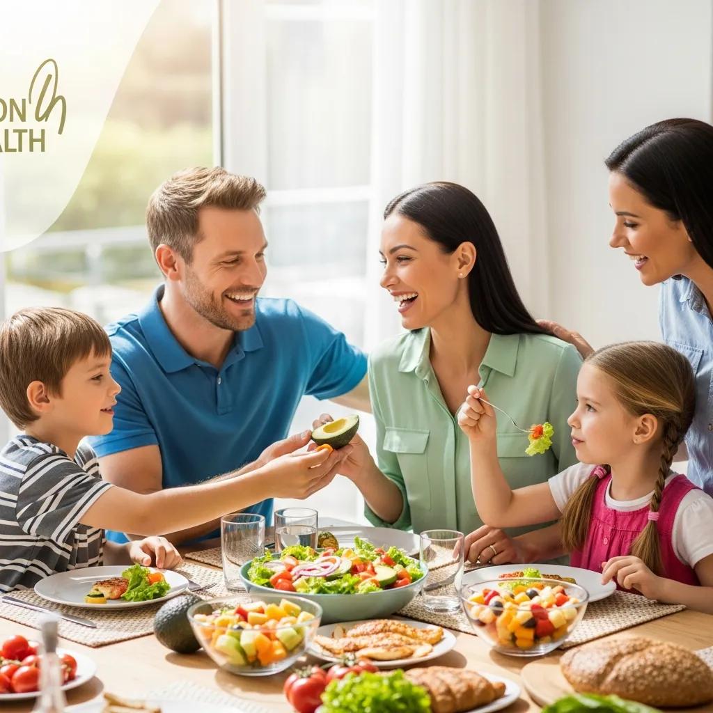 A family enjoying a healthy meal, representing the benefits of union health insurance