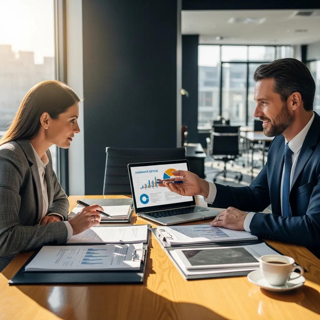 Business owner consulting with an insurance expert about policy options