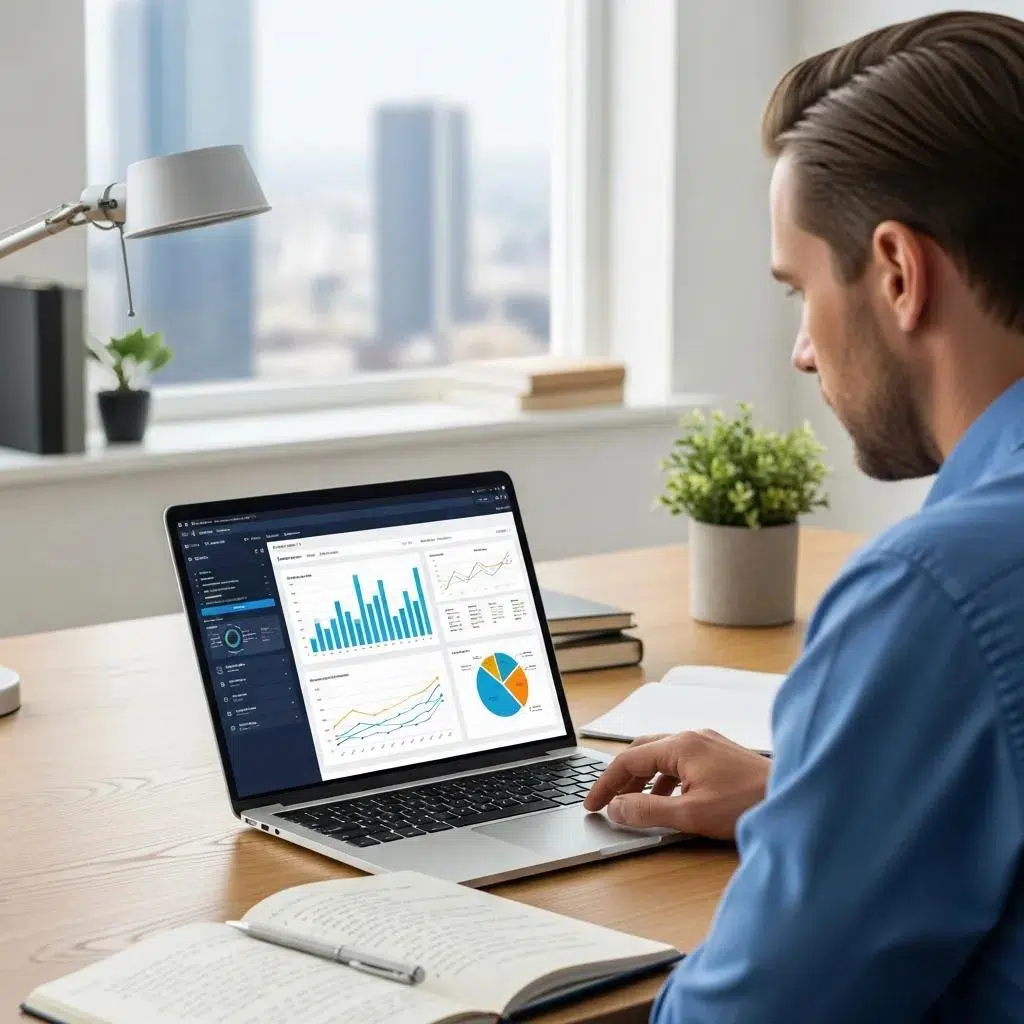 Business professional analyzing data for cost management strategies