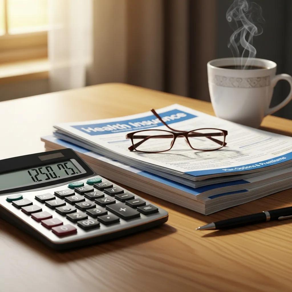 Calculator and health insurance documents representing cost considerations for small businesses