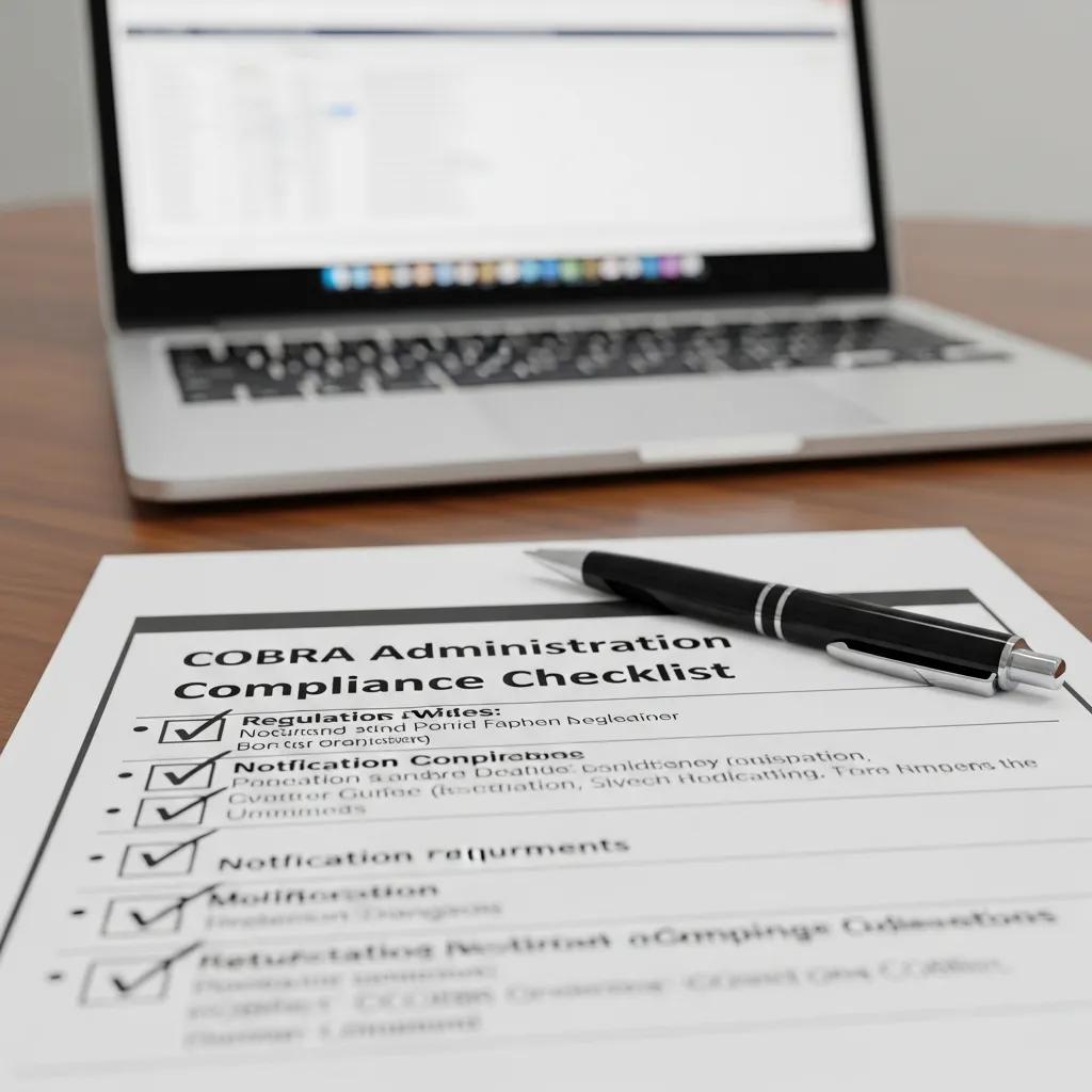 Close-up of a compliance checklist for COBRA administration
