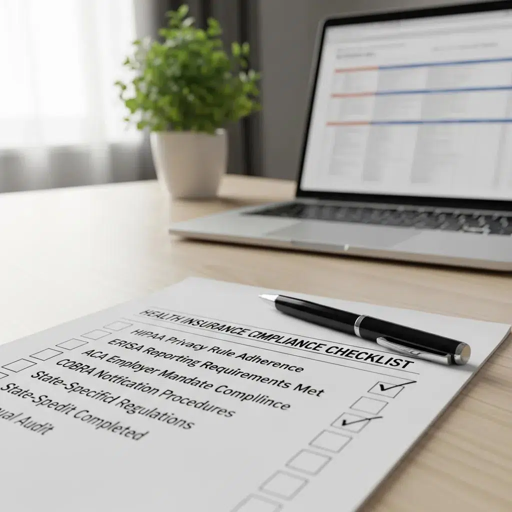 Close-up of a compliance checklist for health insurance standards