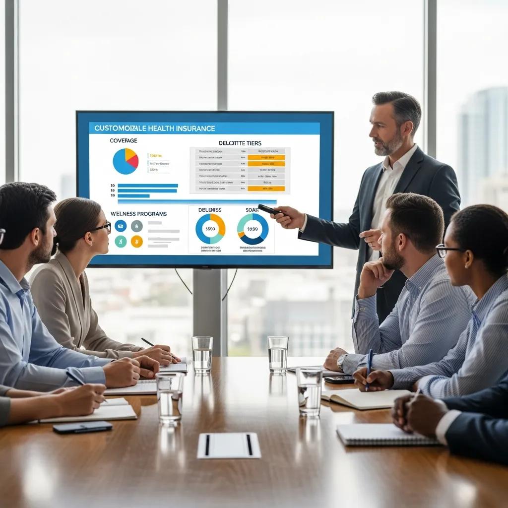 Consultant presenting customizable group health insurance packages to business owners