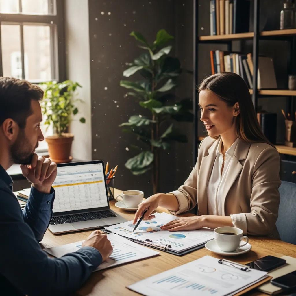 HR professional consulting with a business owner about customized employee benefits