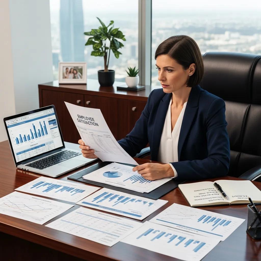 Business leader analyzing financial reports related to employee benefits, highlighting the financial impact