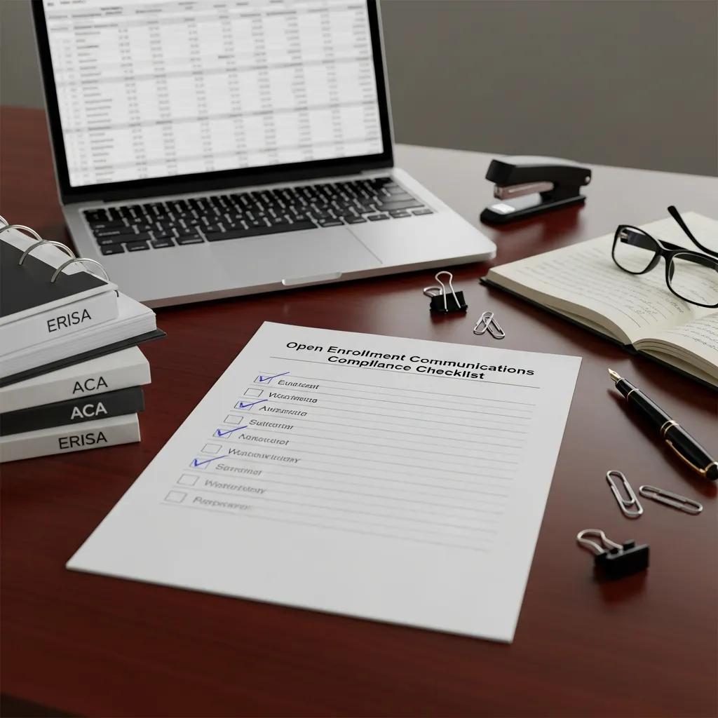 Compliance checklist and legal documents for open enrollment communications