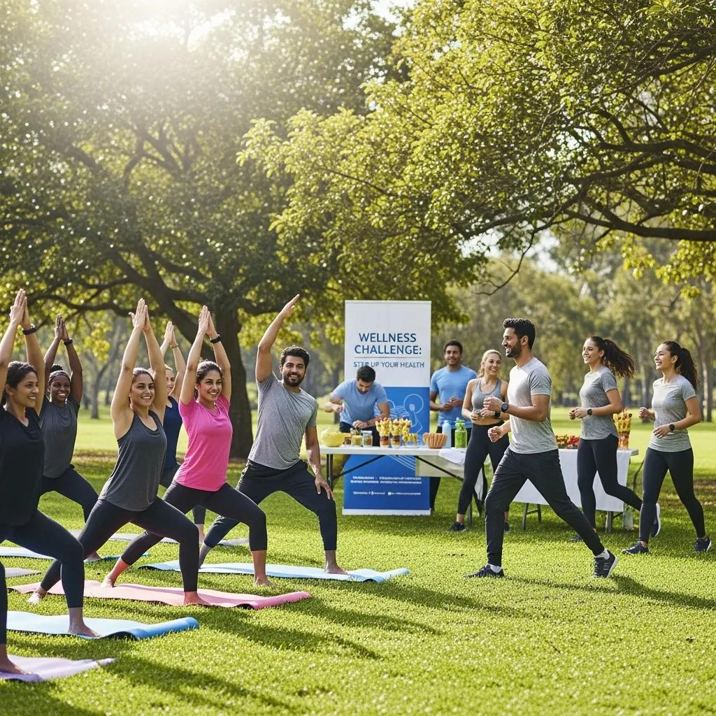 Employees participating in a wellness program, showcasing engagement and health