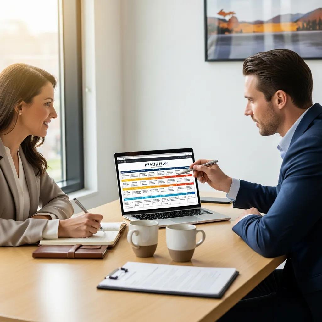 Employer consulting with health insurance expert about compliance strategies