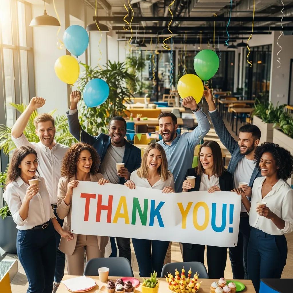 Happy team celebrating the benefits of comprehensive employee benefits packages in a lively office