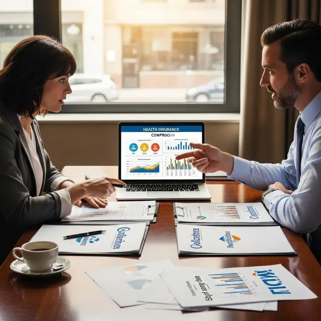 Small business owner reviewing insurance plan options with a consultant for GLP-1 drug coverage