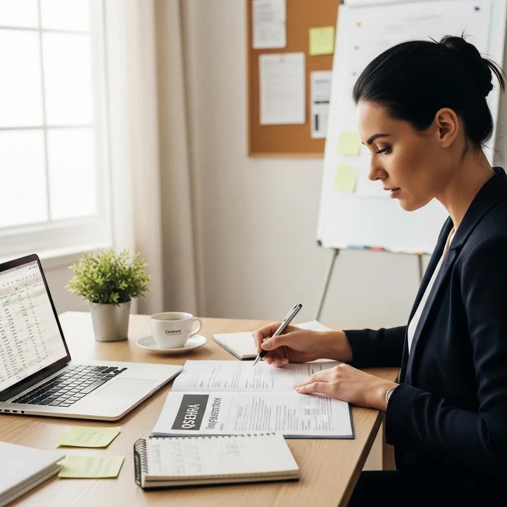 Small business owner reviewing QSEHRA implementation plan at a desk