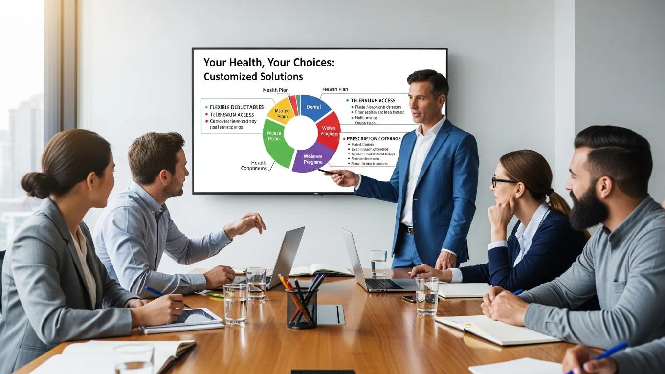 Broker presenting customized health insurance options to employees