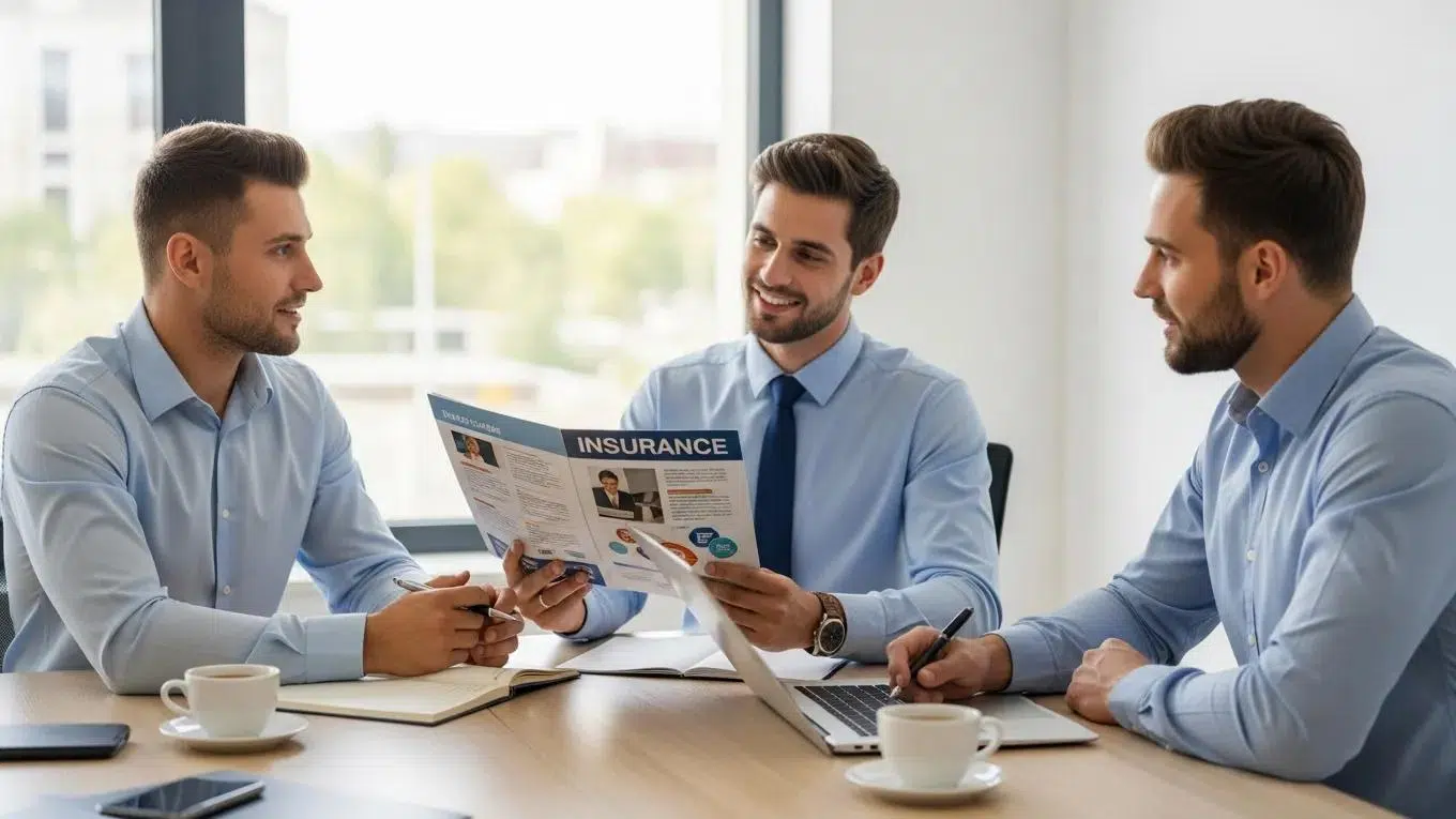 Business owner consulting with an insurance broker about coverage options