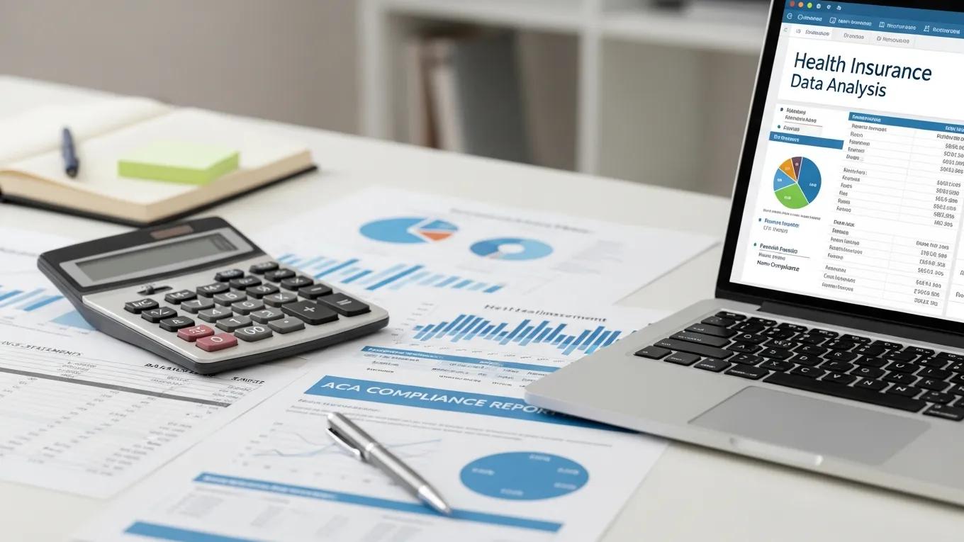 Calculator and financial documents illustrating ACA compliance financial implications