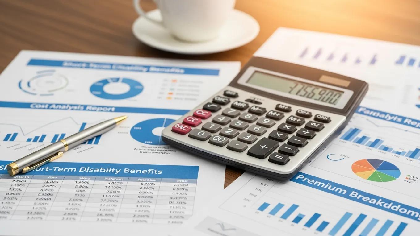 Calculator and financial documents representing cost insights for short-term disability insurance