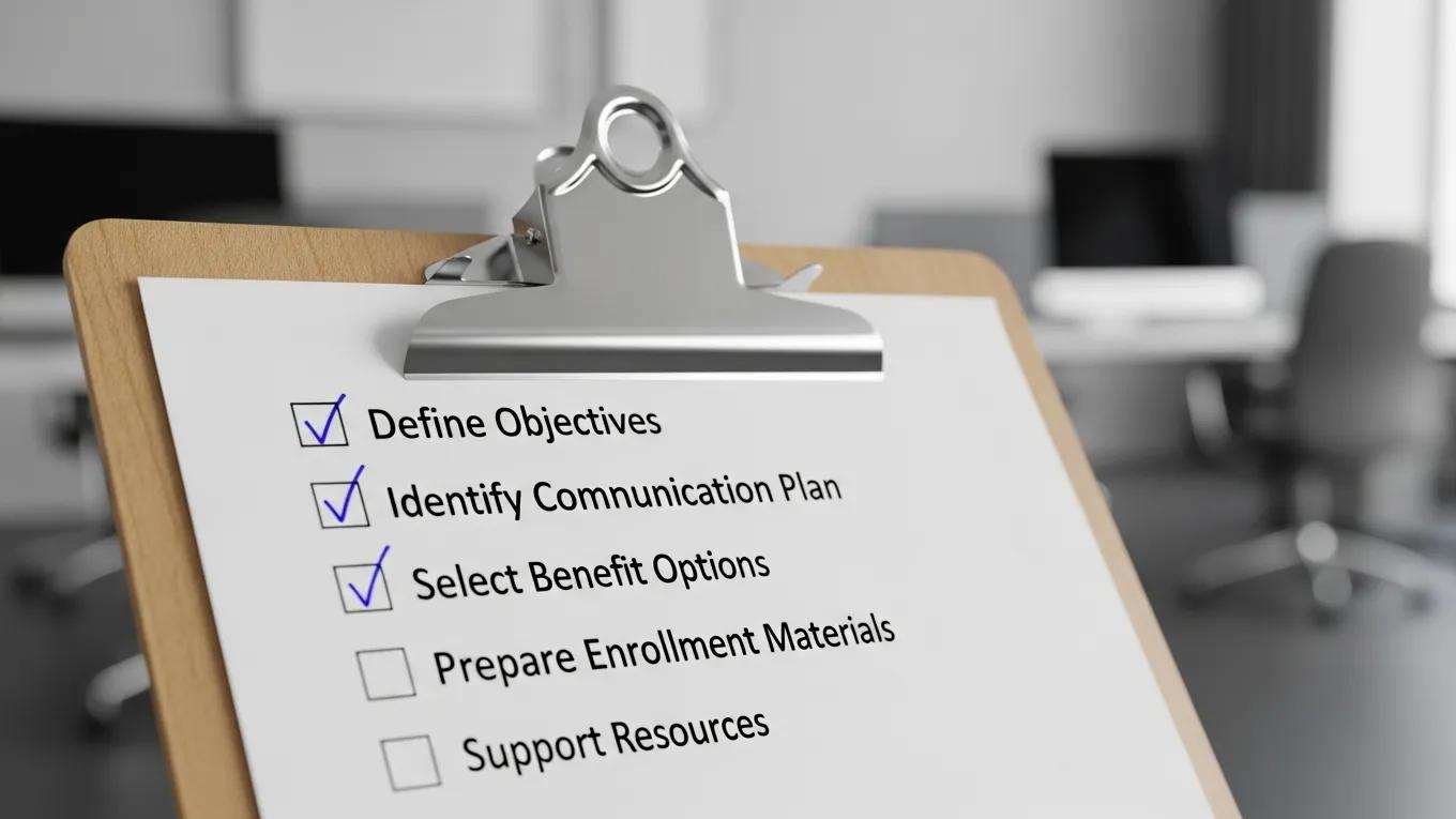 Checklist for effective open enrollment preparation with key items highlighted
