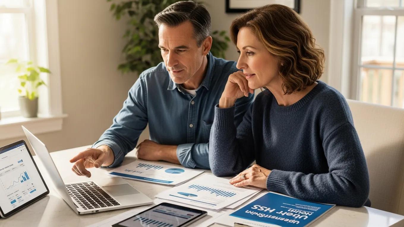 Couple reviewing Health Savings Account options at home