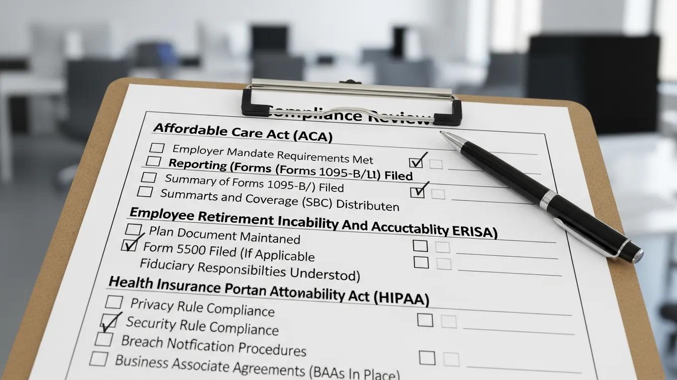 Detailed compliance checklist for ACA, ERISA, and HIPAA regulations