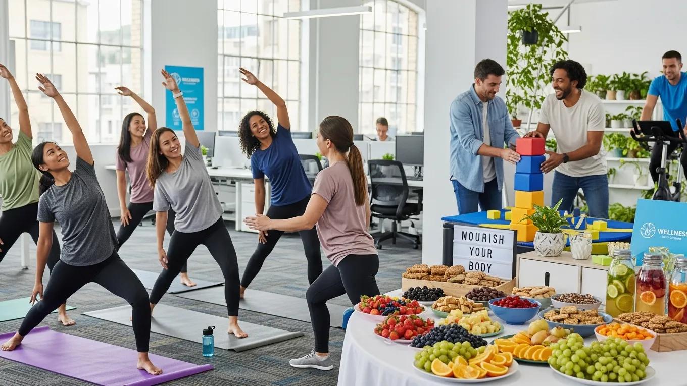 Employees participating in a wellness program at a workplace