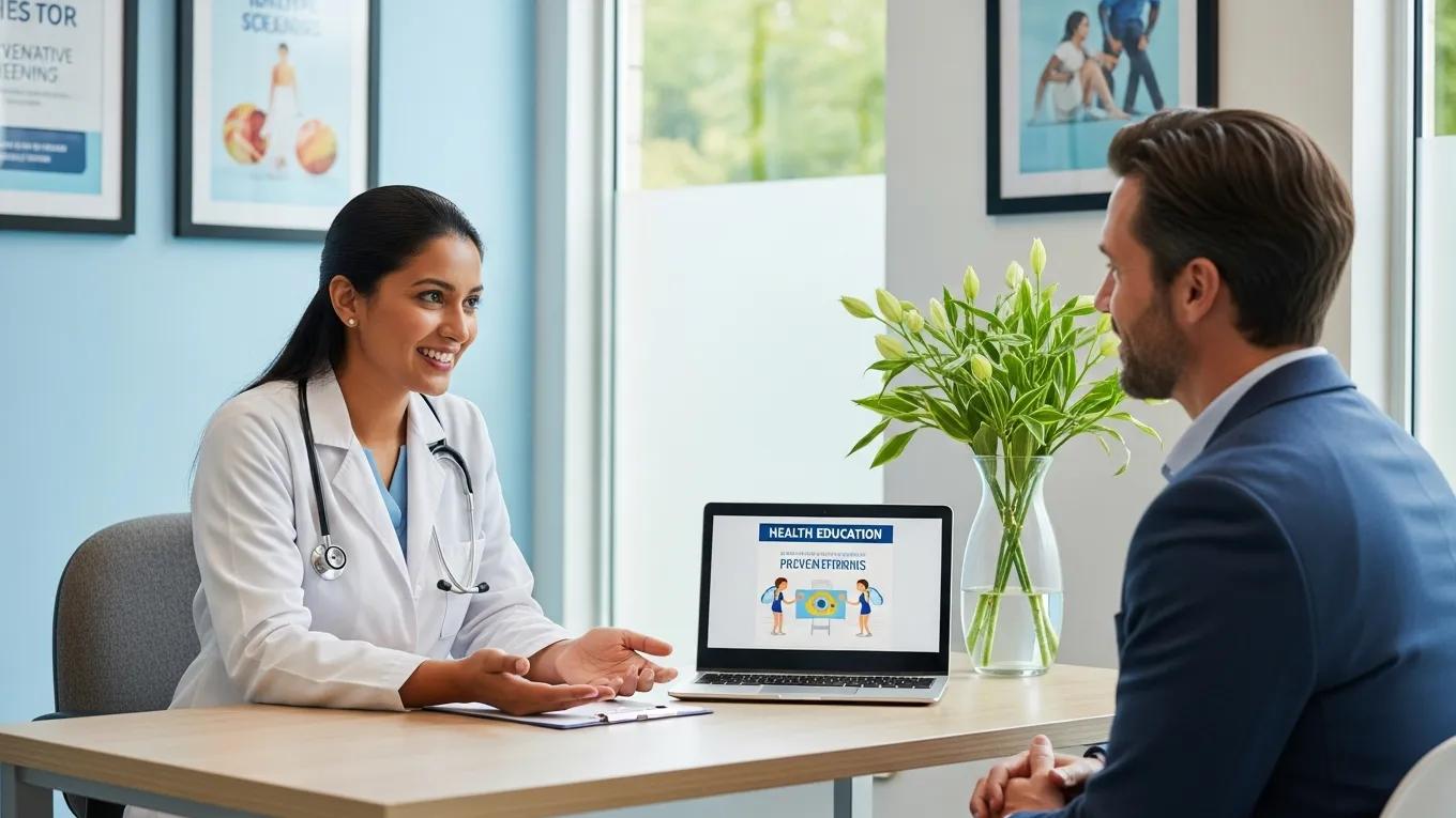 Healthcare professional consulting with a patient about Health Maintenance Organizations