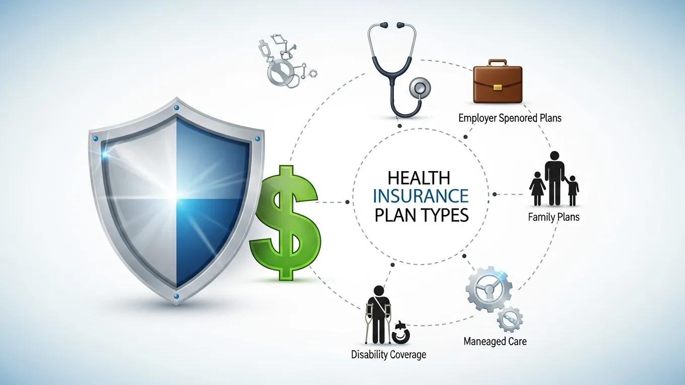 Icons representing different types of affordable health insurance plans