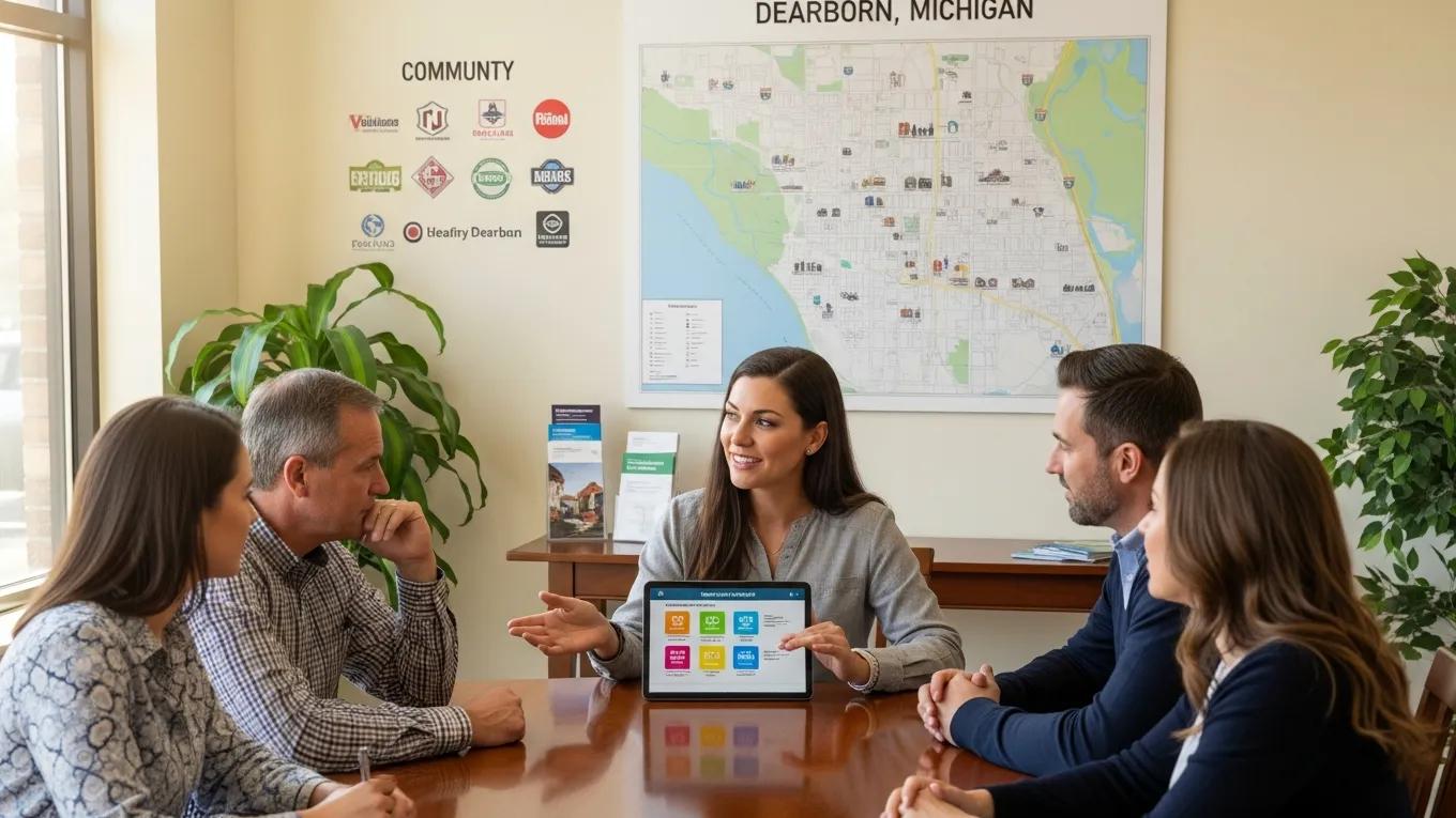 Local benefits broker providing personalized consulting to a small business team in a community setting