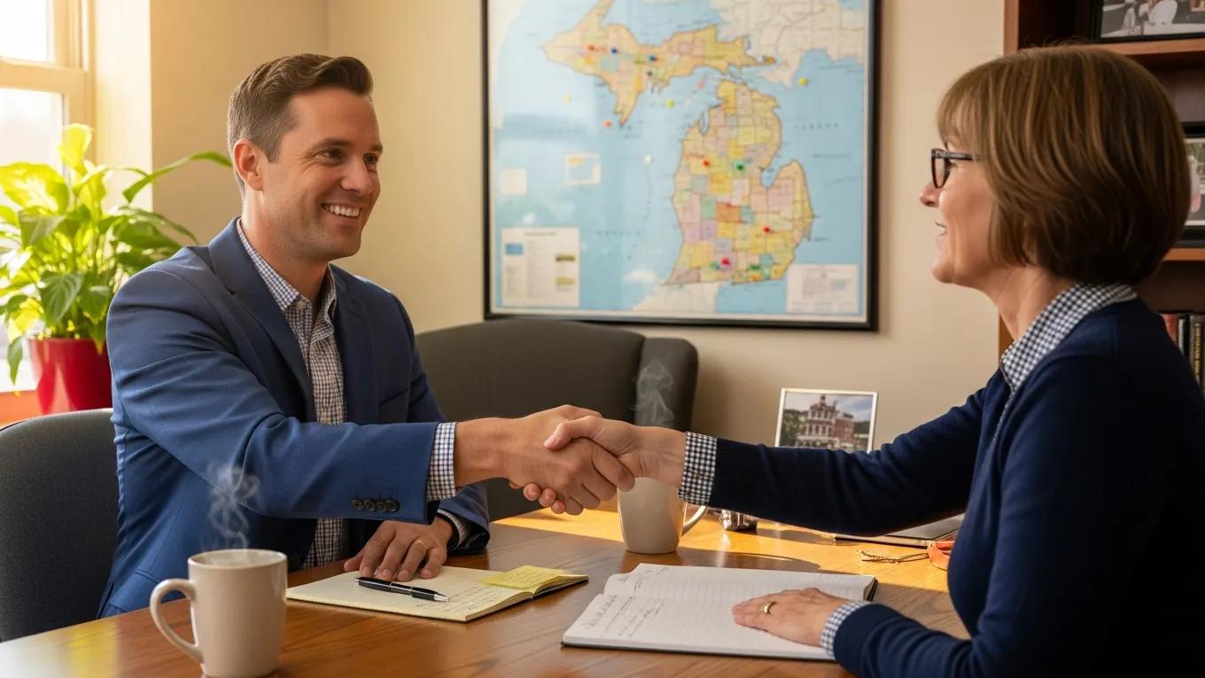 Local insurance broker providing personalized consulting to a small business owner in Mount Pleasant