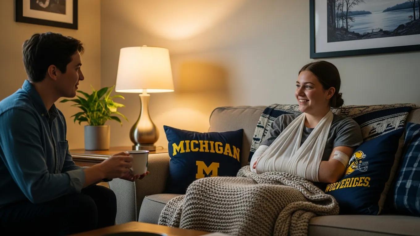 Michigan employee receiving support during recovery from an injury at home