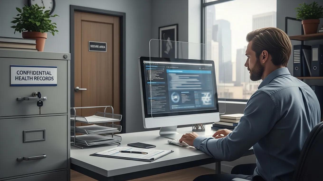 Secure office setup for protecting employee health information under HIPAA
