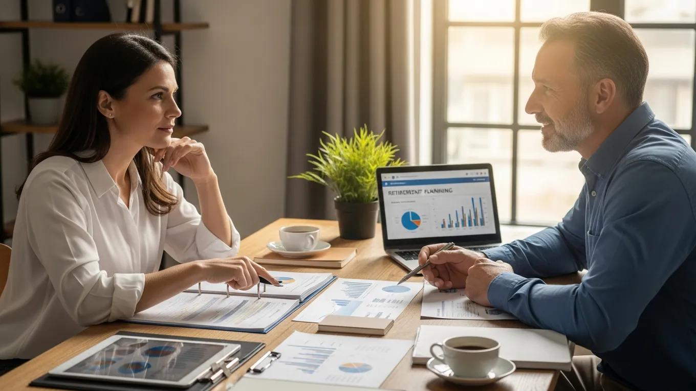 Small business owner discussing retirement plan options with an advisor