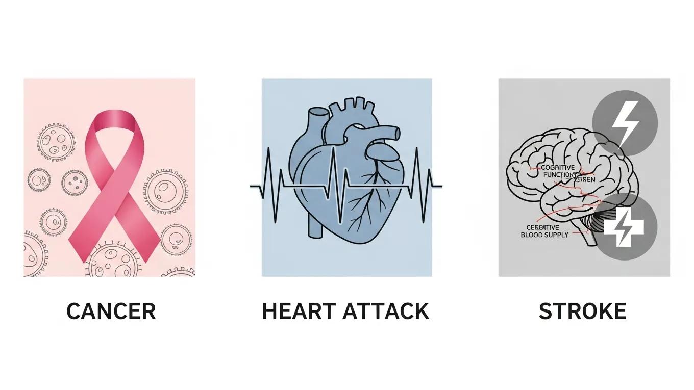 Symbolic representations of cancer, heart attack, and stroke as covered conditions in critical illness insurance