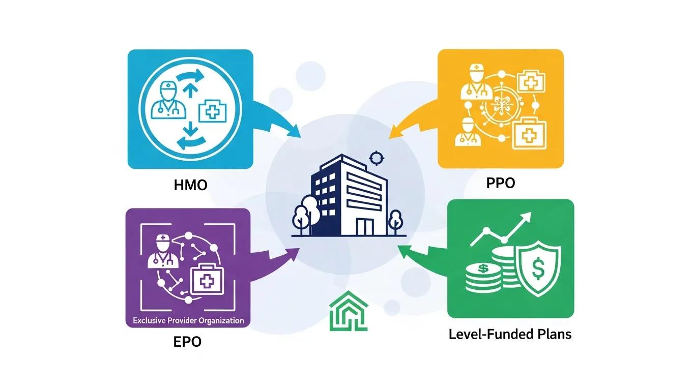 Visual representation of different group health insurance plans available for small businesses