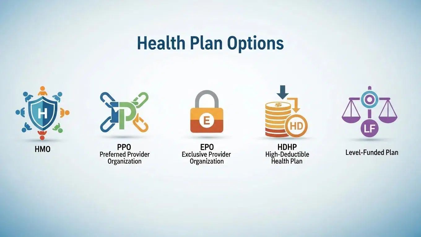 Visual representation of different group health plan options available for employers