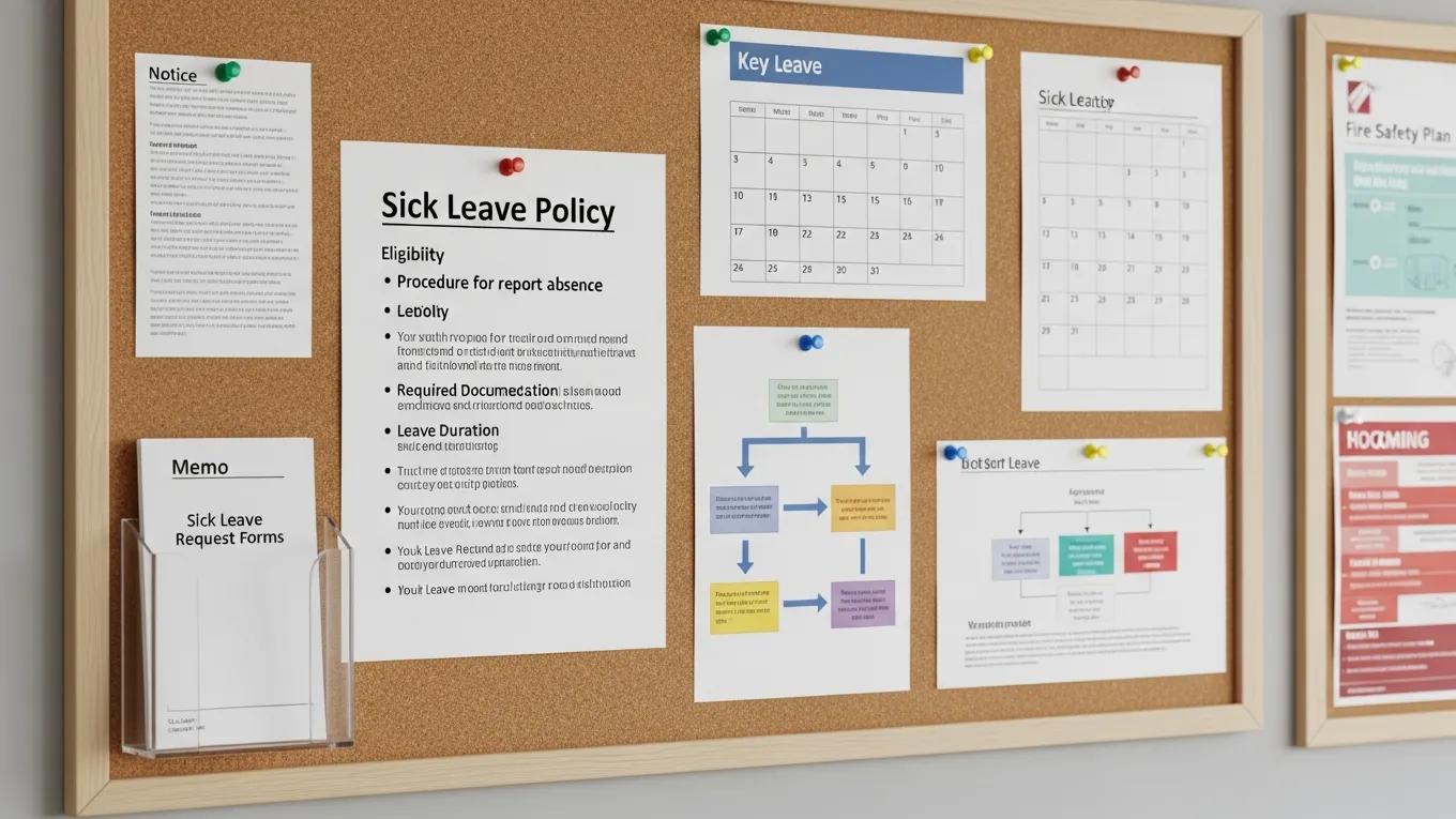 Workplace notice board displaying Michigan sick time notice requirements clearly