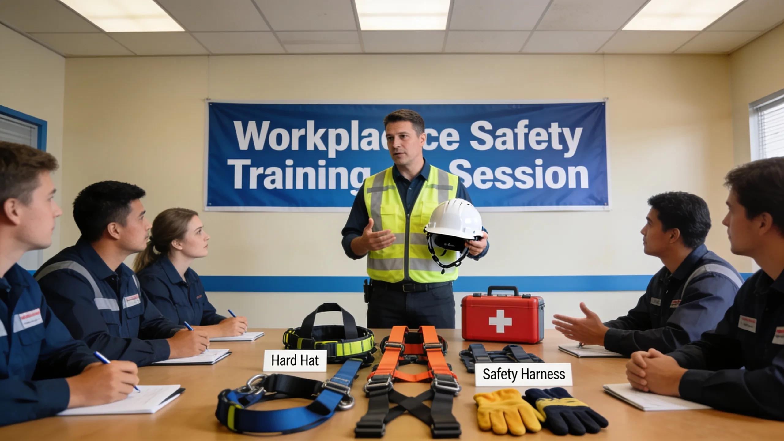 Employees participating in a safety training session, emphasizing compliance and risk mitigation practices
