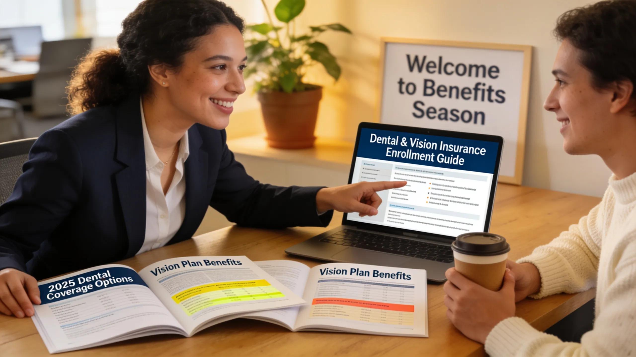 HR representative assisting an employee during dental and vision insurance enrollment