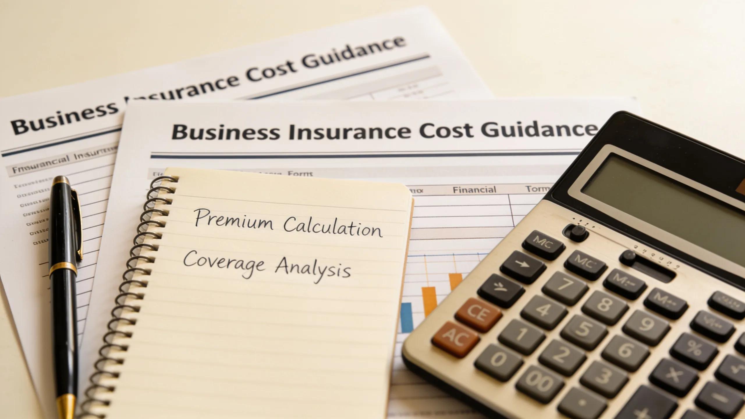 Calculator and documents representing cost guidance for business insurance