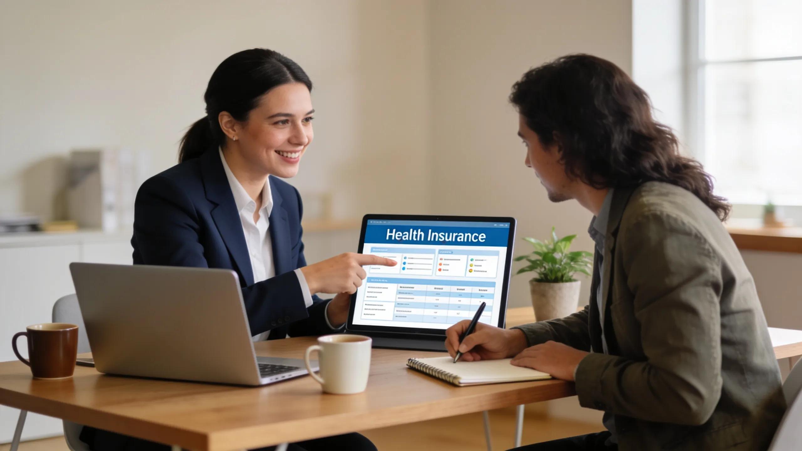 Employee benefits broker consulting with a small business owner about health insurance options