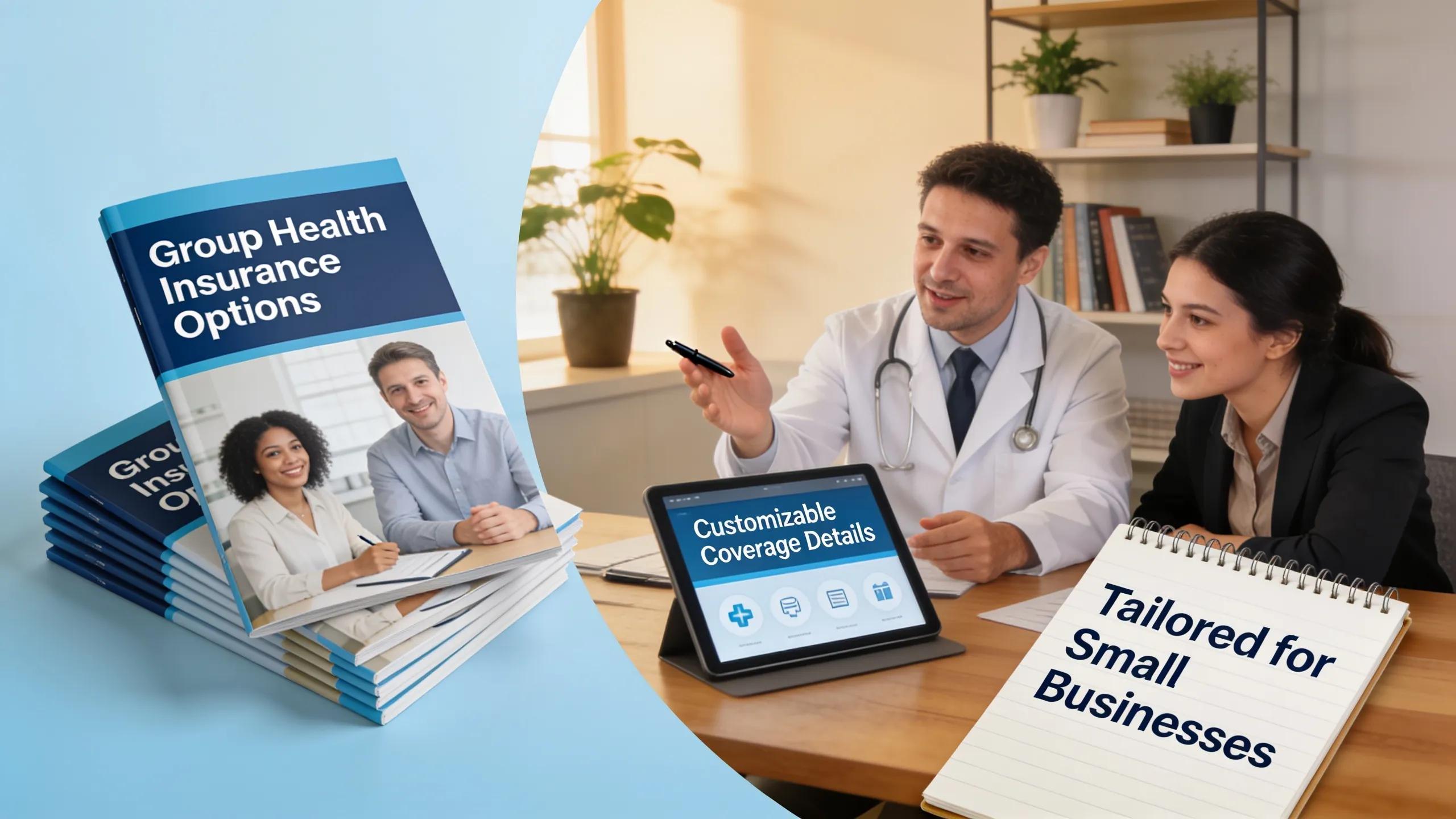 Healthcare professional advising a small business owner on group health insurance options