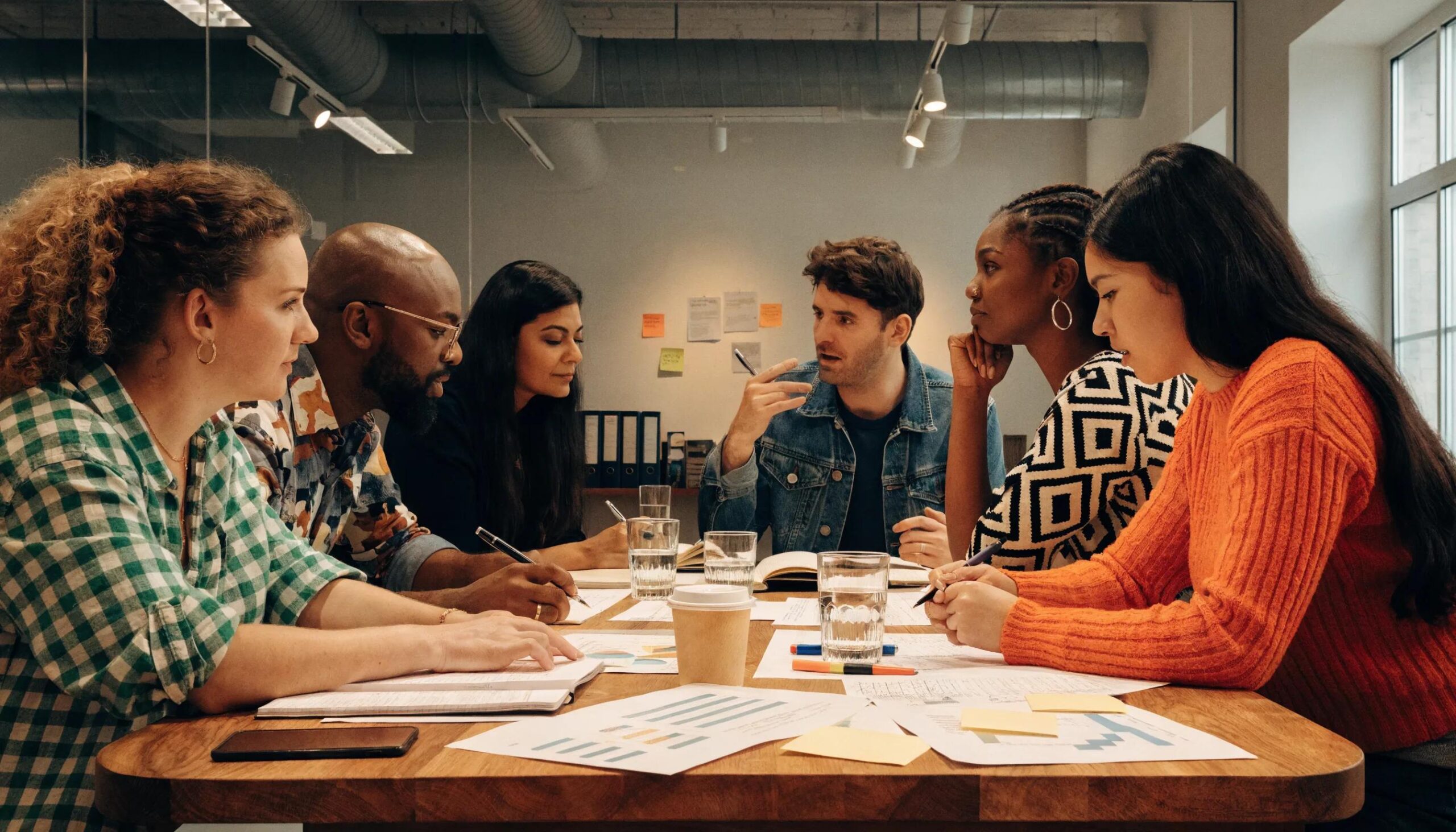 Small business owners brainstorming tips for effective decision-making regarding employee benefits