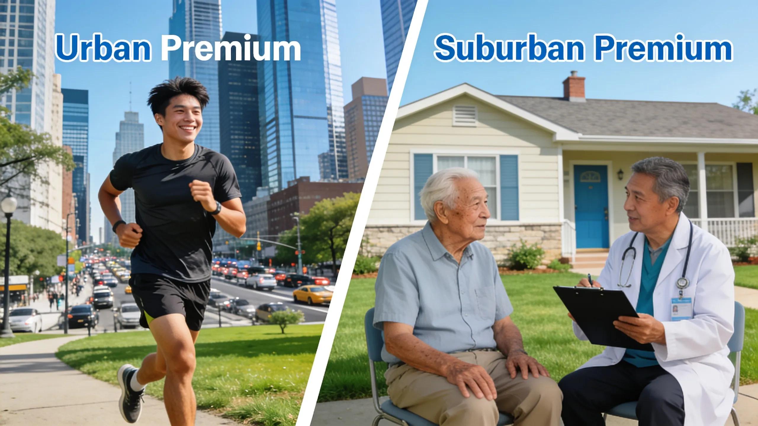 Younger and older individuals in different settings discussing health insurance premium factors