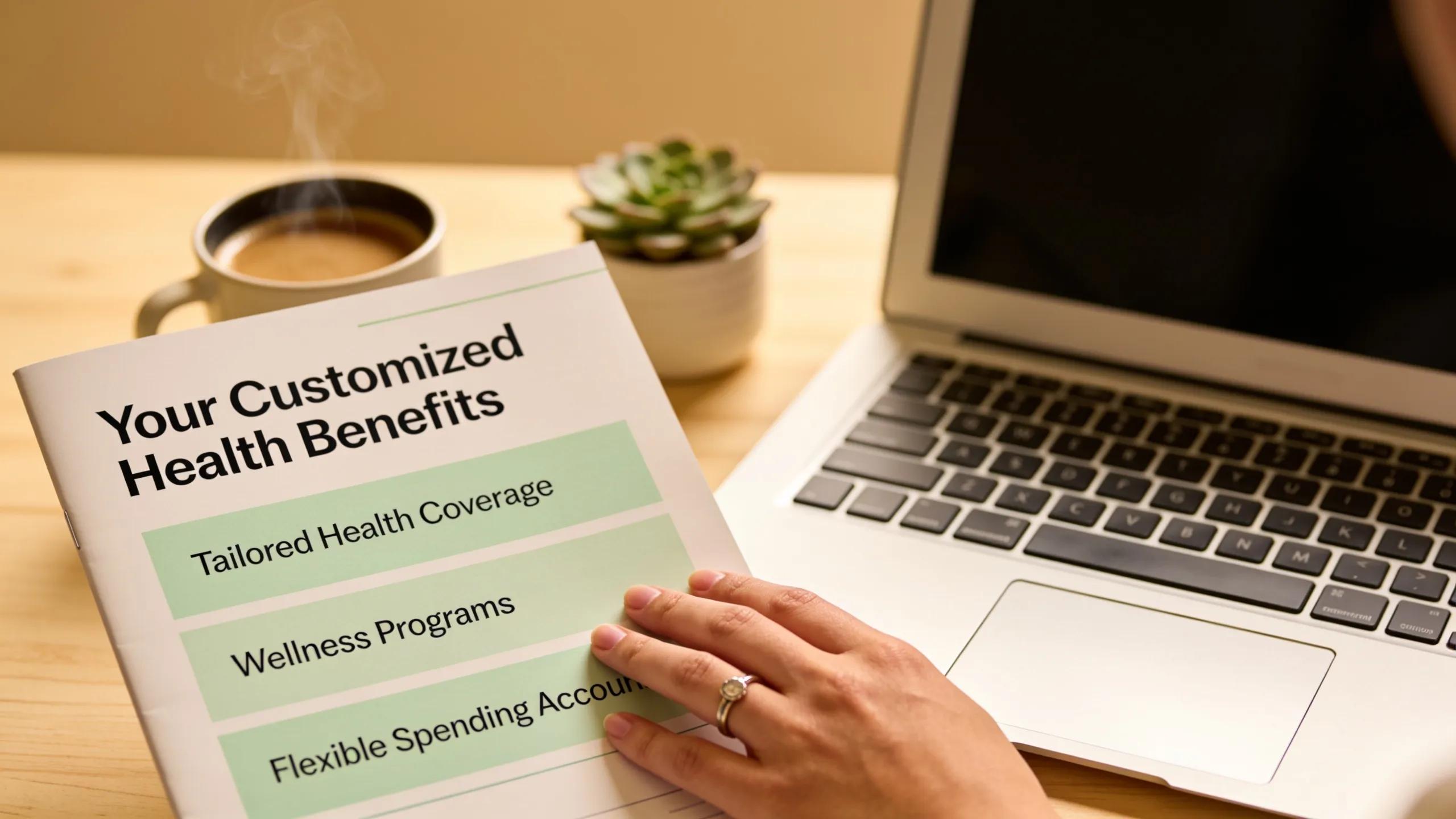 Employee reviewing a customized benefits package in a professional workspace