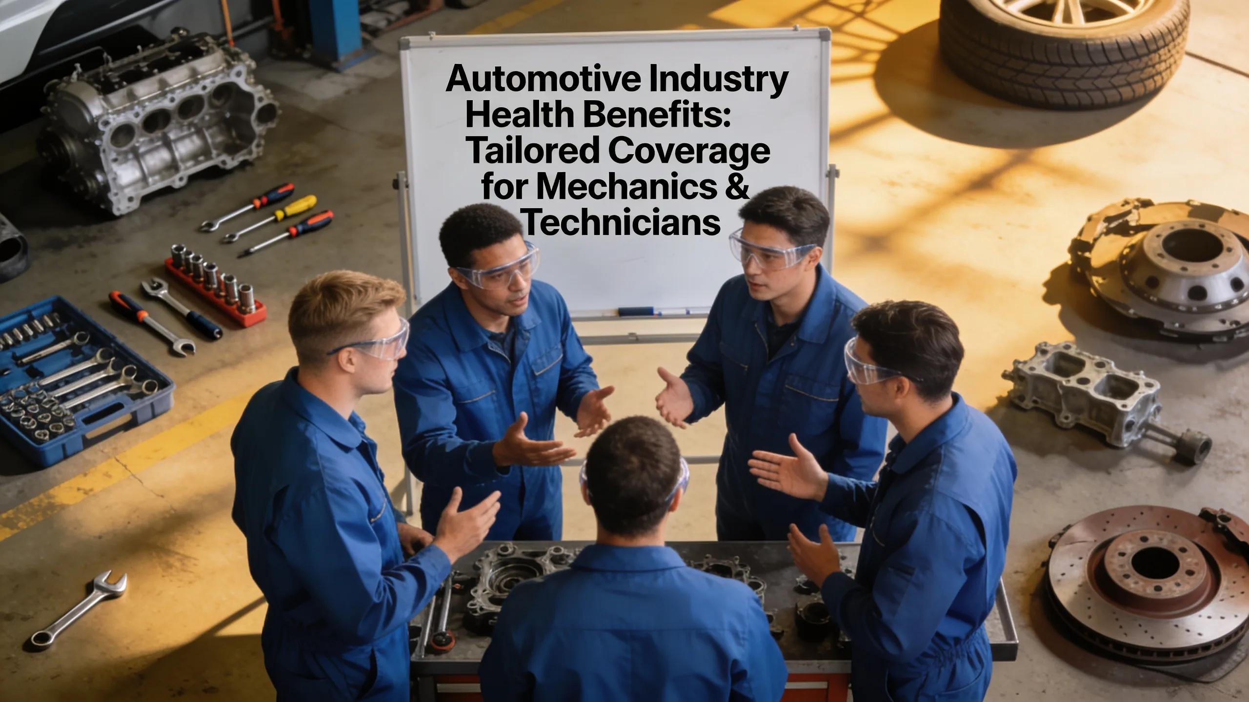 Automotive industry employees discussing tailored health solutions in a workshop setting