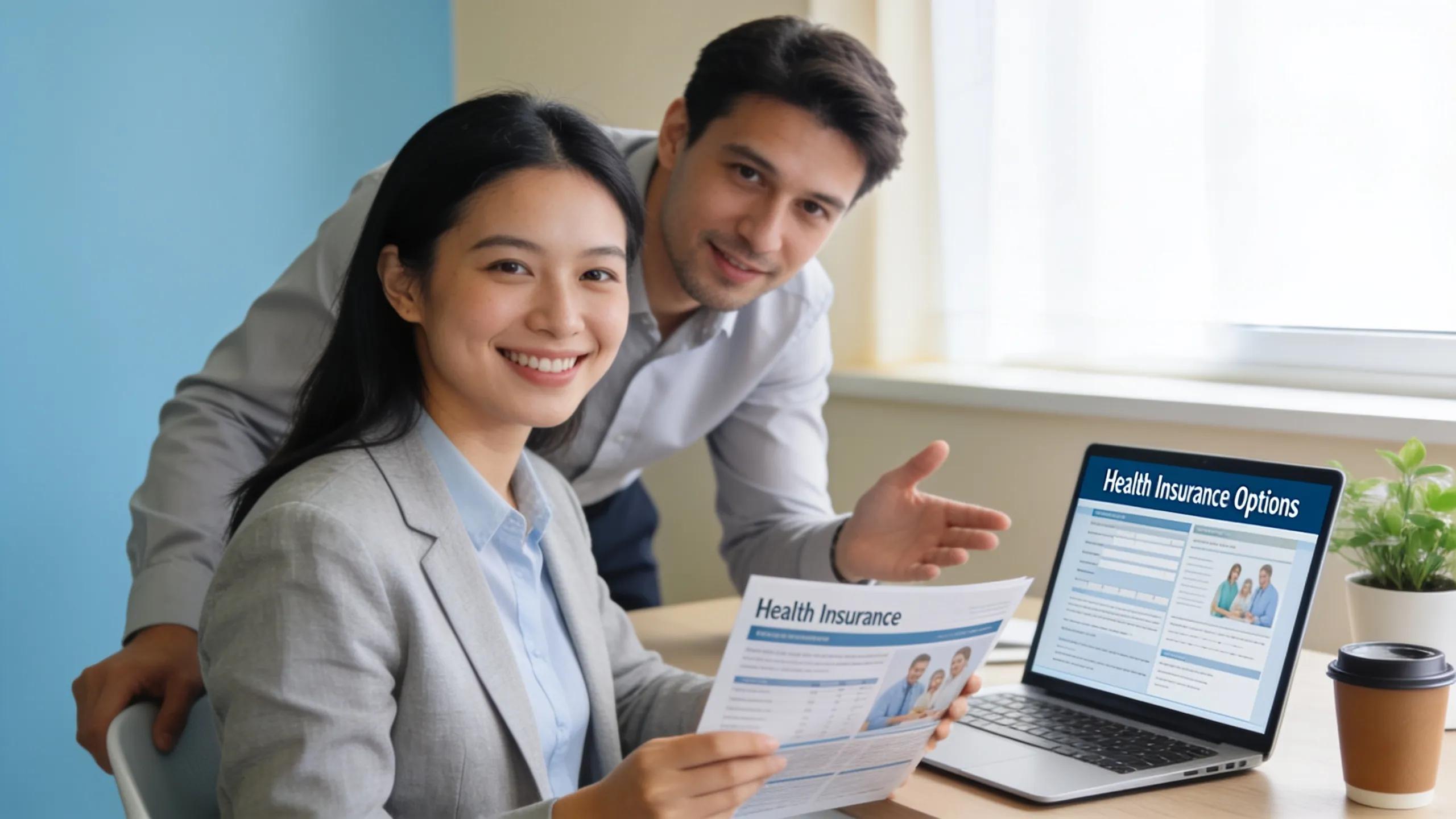 Employee receiving support on health insurance options at work