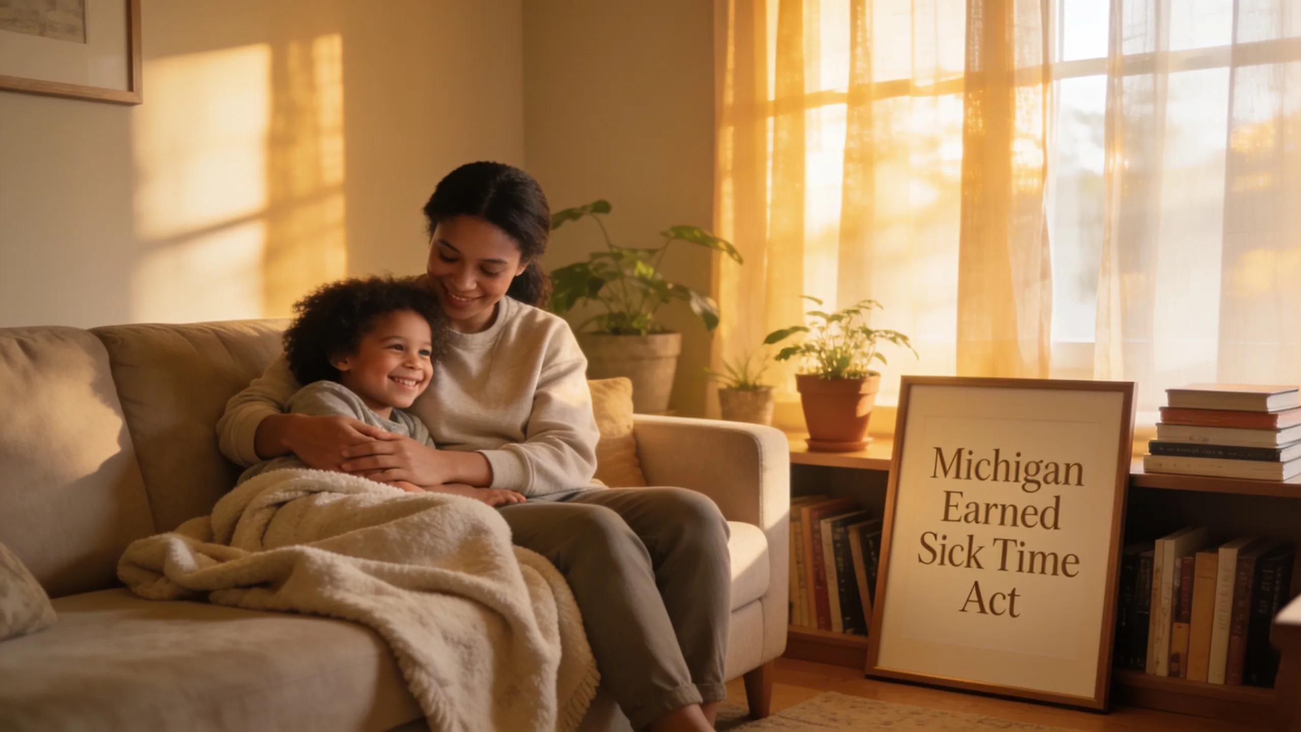 Employee taking care of family at home, reflecting the benefits of the Michigan Earned Sick Time Act