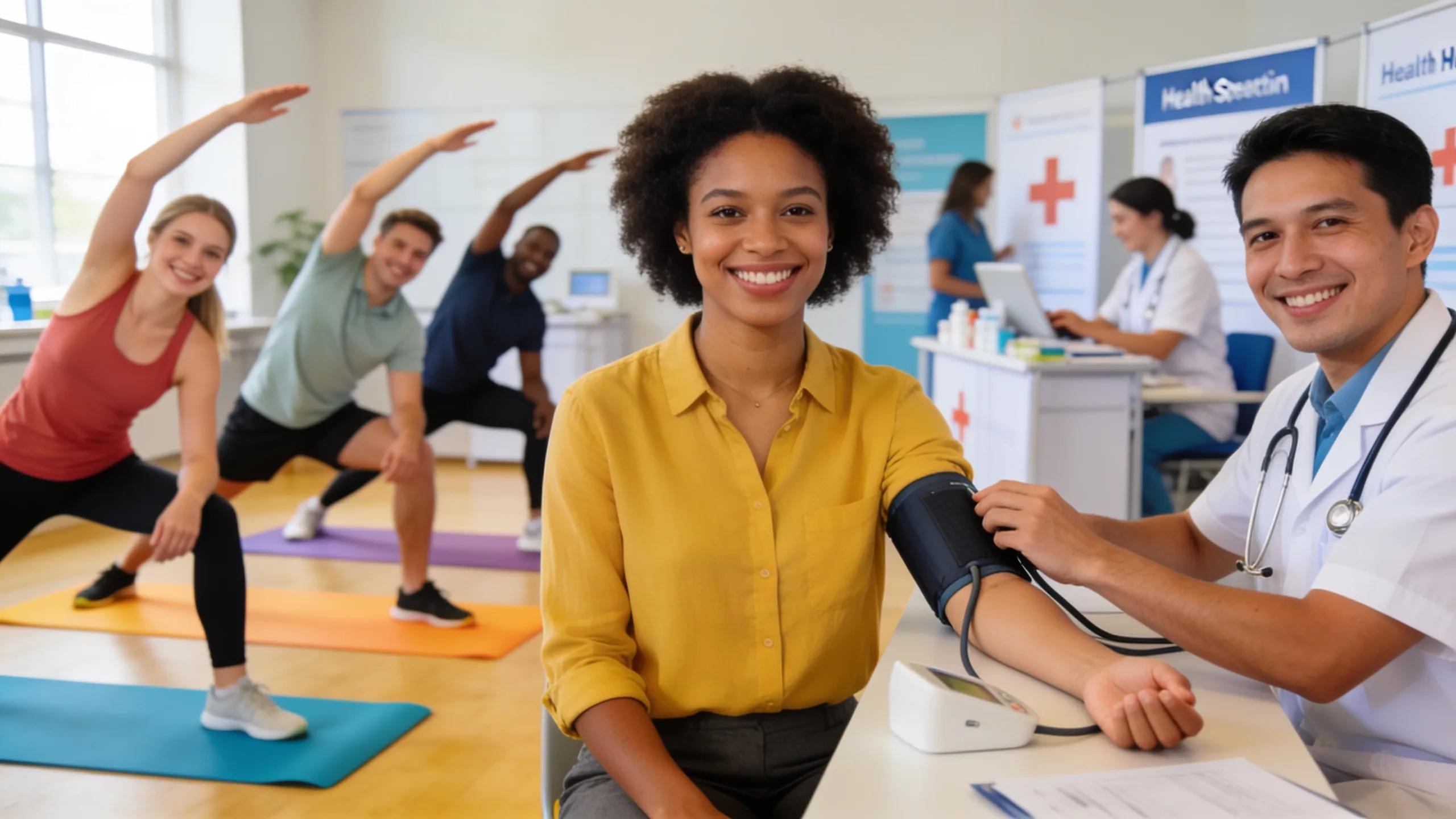 Employees engaged in a wellness program to improve health benefits