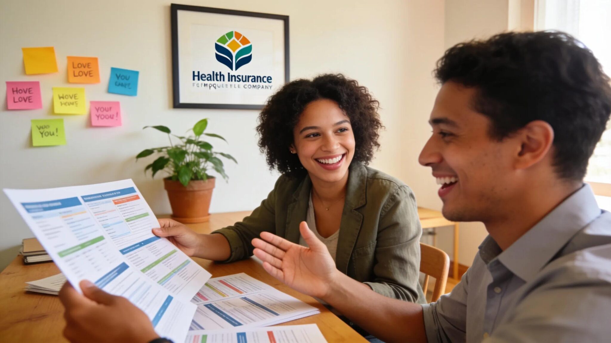 Small business owner consulting with an employee about health insurance plan options