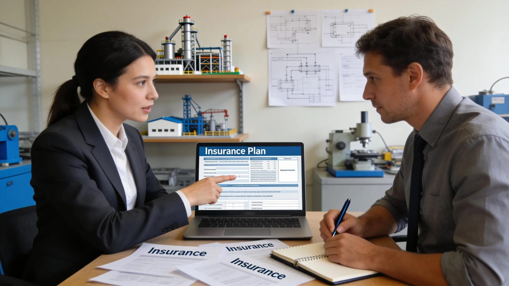Consultant providing health insurance plan options to a manufacturing employer