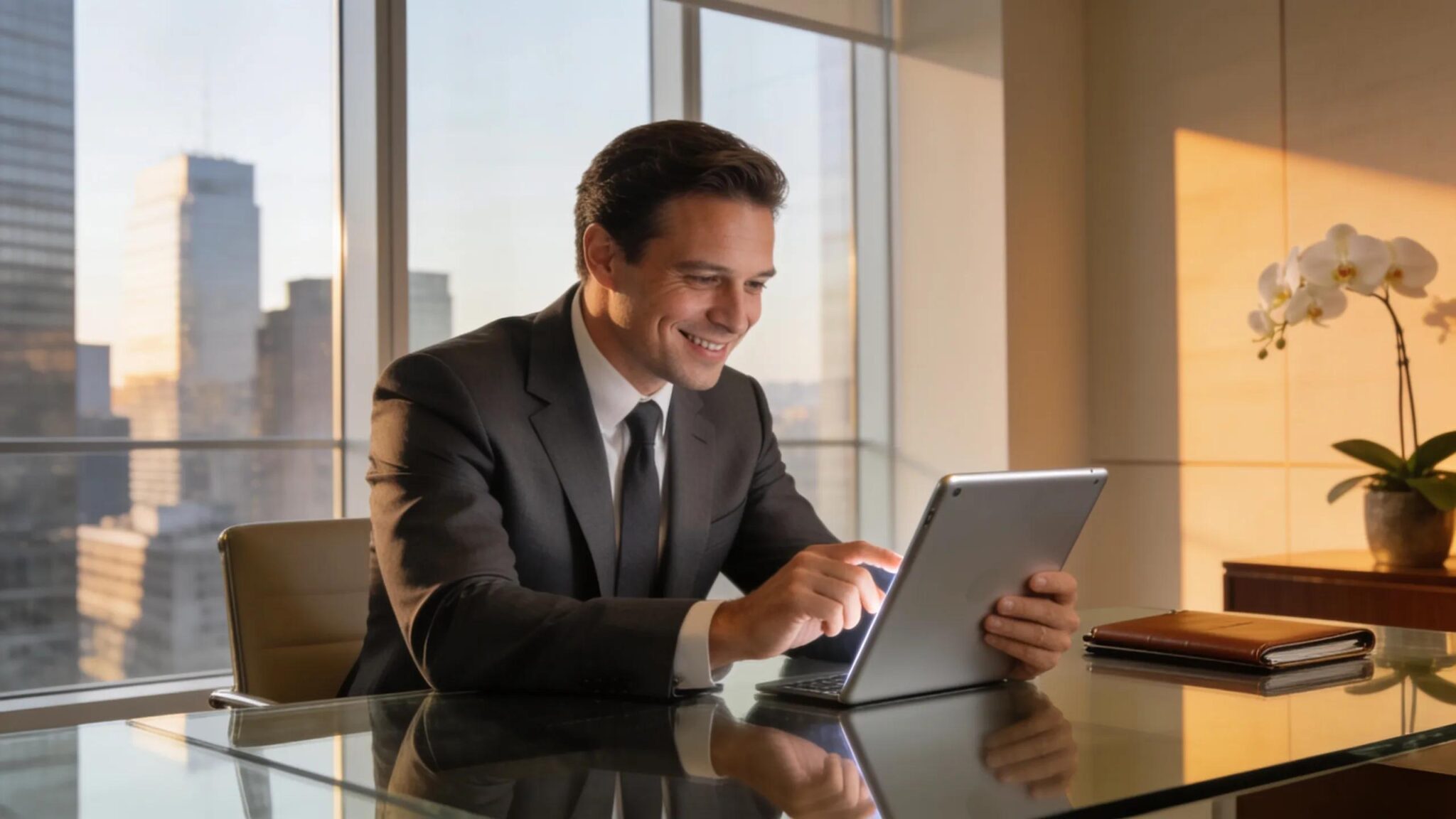 Executive reviewing tailored benefits in a sophisticated office highlighting employee retention strategies