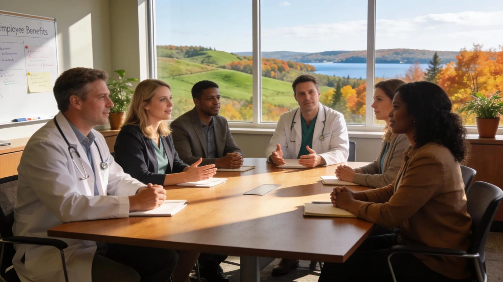 Professionals discussing employee benefits solutions in Marquette, Michigan